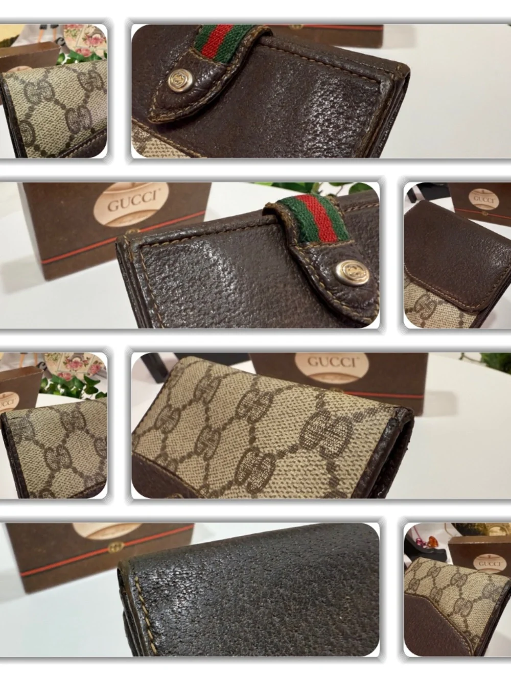 REGAL GUCCI GG MONOGRAM ANNIVERSARY COLLECTION GREEN & RED WEB STRIPE WALLET! - Picture 9 of 17